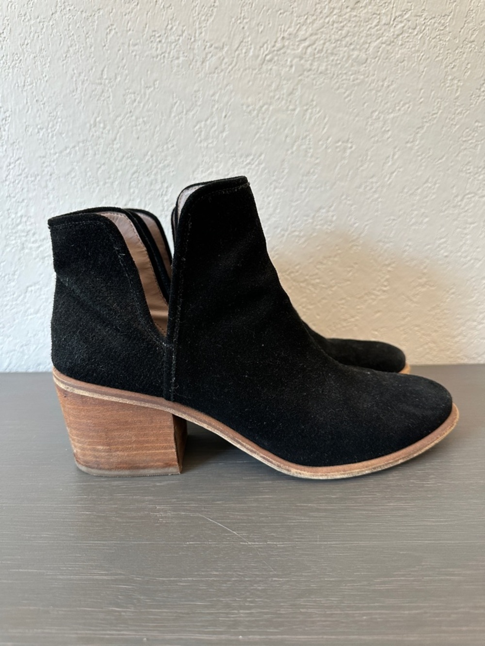 Black Suede Women's Ankle Booties with Block Heel